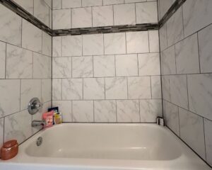 Valley tiled shower/tub